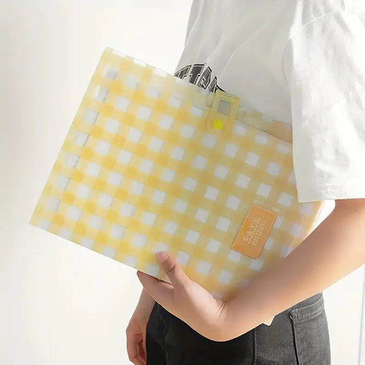 A4 Simple Lattice Multi-layer File Storage Bag