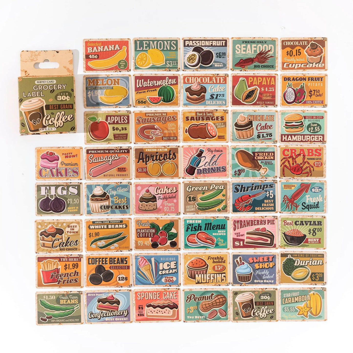 45 PCS Retro Self-Adhesive Label Stickers for Decor
