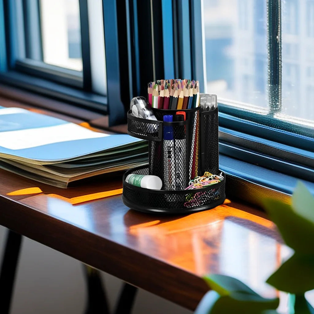 360° Rotating Double Layer Iron Mesh Storage Box