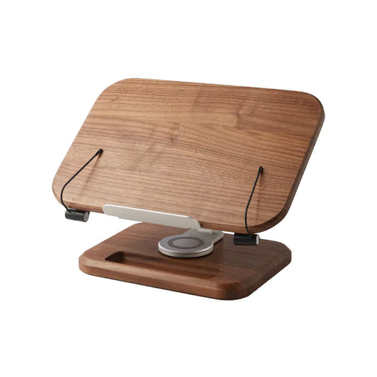 Adjustable Rotating Walnut Wood Reading Stand for Kids