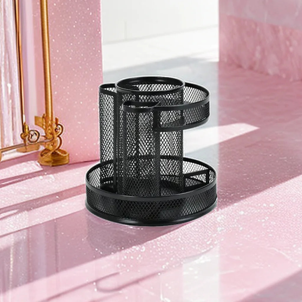 360° Rotating Double Layer Iron Mesh Storage Box