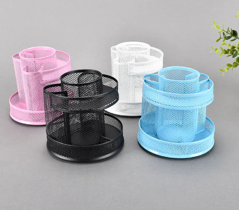 360° Rotating Double Layer Iron Mesh Storage Box