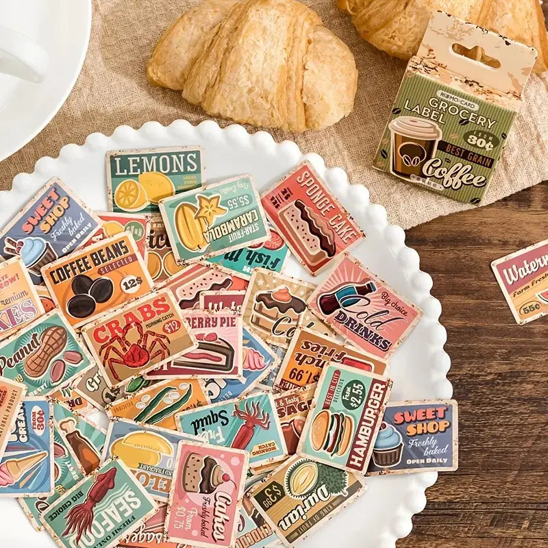 45 PCS Retro Self-Adhesive Label Stickers for Decor